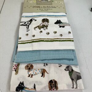 Cooksmart Dogs in the Kitchen Tea Towels 3 Pack Cotton Dog Breeds